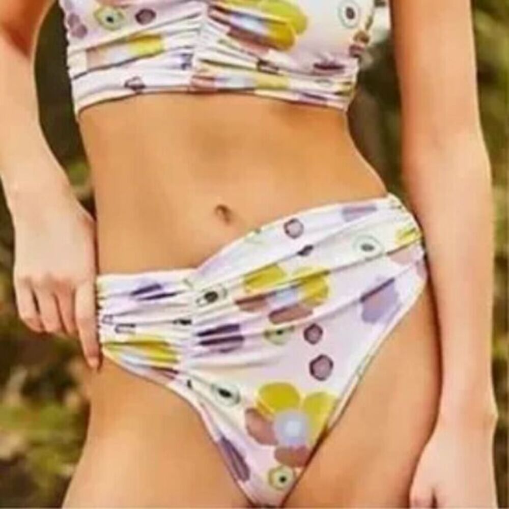 NEW Beth Richards Delray 70’s Floral Bikini Bottoms, purple,‎ size S